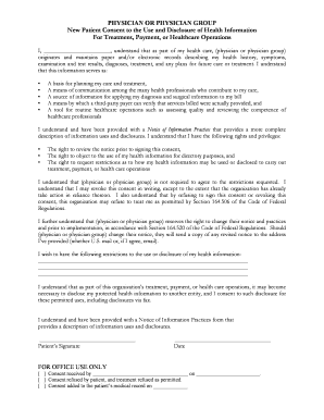 New Patient Consent to Use and Disclosure of Health Information