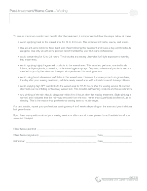 Post-Treatment Home Care Instructions for Waxing