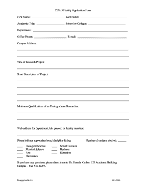 Fillable Online honors uga CURO Faculty Application Form - UGA Honors ...