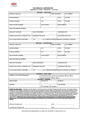 Holtzman Oil Corporation Fuel Card Application