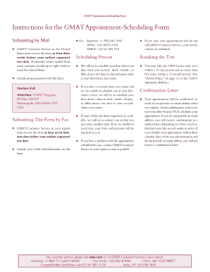 GMAT Appointment Scheduling Form