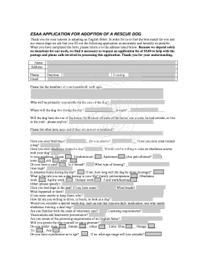 ESAA Rescue Dog Adoption Application