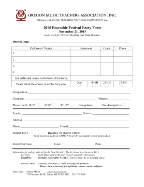 2015 Ensemble Festival Entry Form