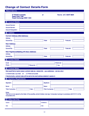Change of Contact Details Form