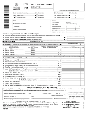 NYC Hotel Room Occupancy Tax Return