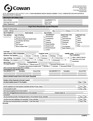 Residential Facility Quote Request - Cowan Insurance Group