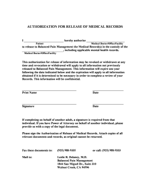 Authorization for Release of Medical Records