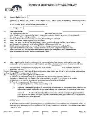 Exclusive Right to Sell Listing Contract