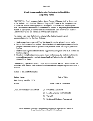 Credit Accommodation Eligibility Form