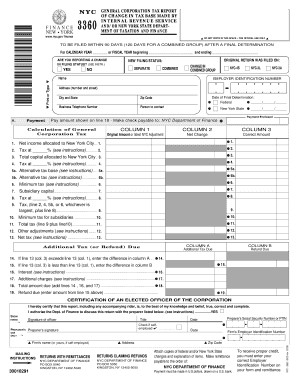 NYC General Corporation Tax Report
