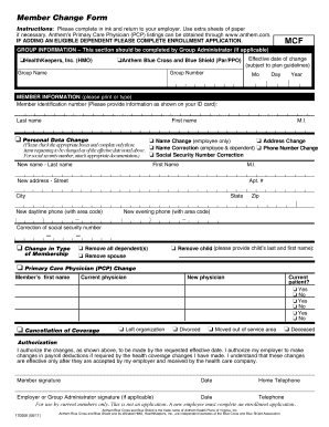 Anthem Member Change Form