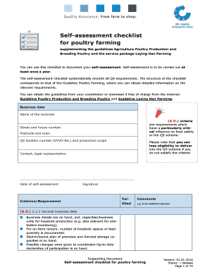 Poultry Farming Self-Assessment Checklist