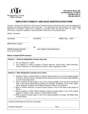 Employee Ethnicity and Race Identification Form