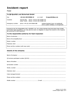 Meldeformular bei Vorfällen