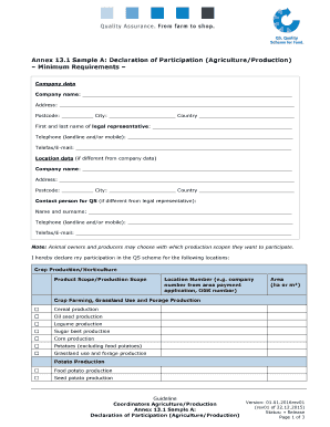Declaration of Participation in QS Scheme
