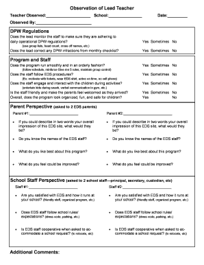 EDS Program Observation Form