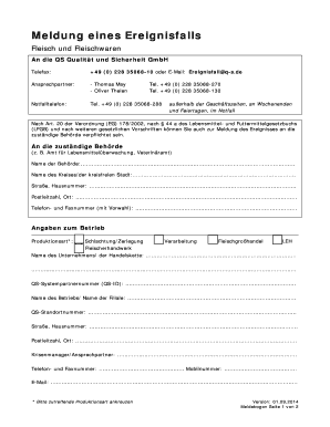 Meldebogen für den Ereignisfall (Ereignisfallblatt)