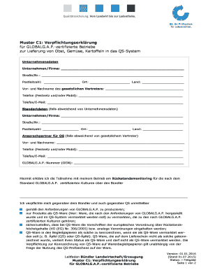 Muster C1: Verpflichtungserklärung
