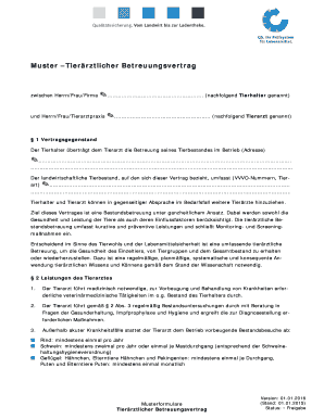 Muster –Tierärztlicher Betreuungsvertrag