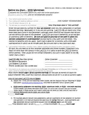 Fillable Online aft1521 Before you Start EDD Worksheet AFT Local 1521