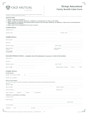 Old Mutual Family Benefit Claim Form
