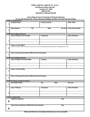 Service Request Form for University of Kentucky Employees
