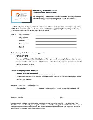 Montgomery County Public Schools Payroll Deduction Form
