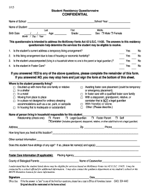 Student Residency Questionnaire