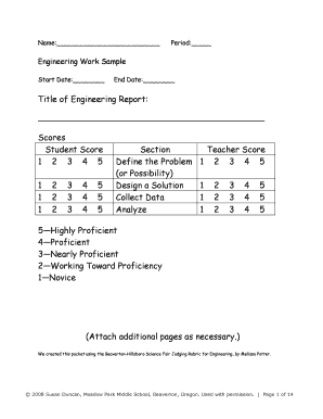 Engineering Work Sample Rubric