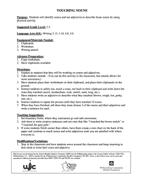Touching Nouns Worksheet