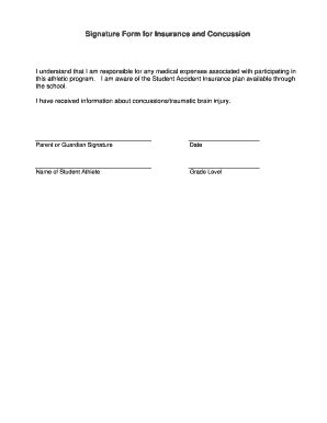 Insurance and Concussion Signature Form