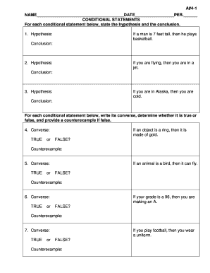 Conditional Statements Worksheet