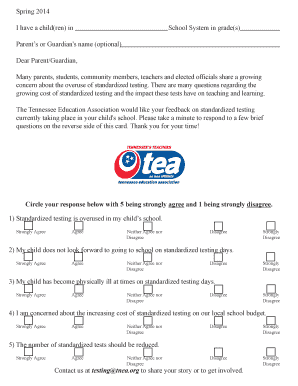 Tennessee Standardized Testing Feedback Form