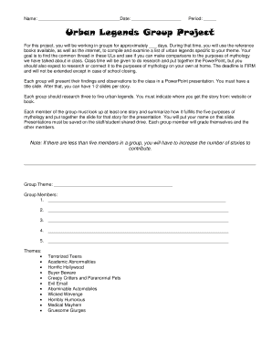 Urban Legends Group Project