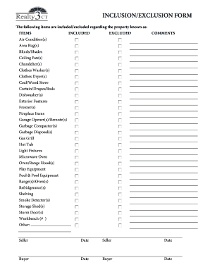 Property Inclusion/Exclusion Form