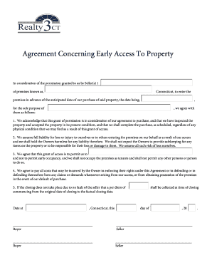 Early Access to Property Agreement