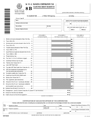 NYC Banking Corporation Tax Claim Form