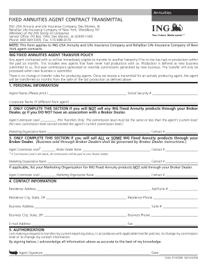 ING Fixed Annuities Agent Contract Transmittal