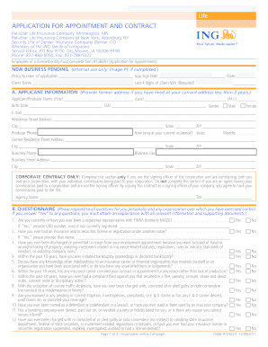 Life Insurance Agent Appointment and Contract Application