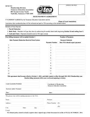 Tennessee Education Association Dues Payment Agreement