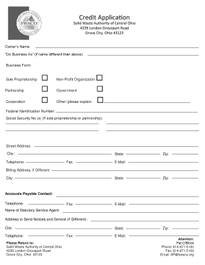 Business Credit Application Form