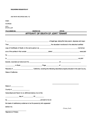 Affidavit of Death of Joint Tenant