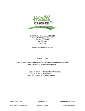 Formulario de Solicitud de Inscripción Health Choice Generations HMO SNP