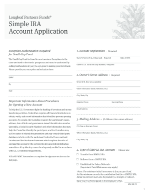 Longleaf Partners Funds Simple IRA Account Application