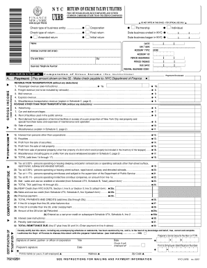 NYC Return of Excise Tax by Utilities
