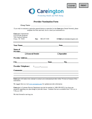 Provider Nomination Form