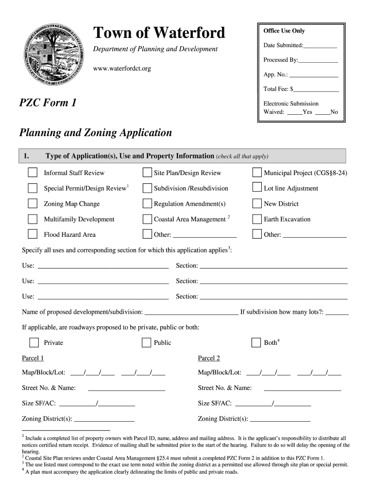 Fillable Online waterfordct Town of Waterford Office Use Only Fax Email