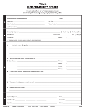 Incident Injury Report Form