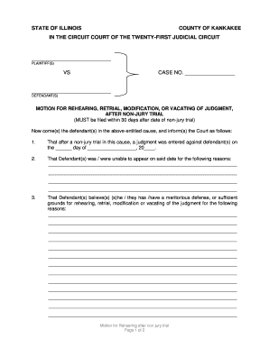 Motion for Rehearing after Non-Jury Trial