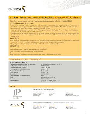 Withholding Tax on Interest Declaration